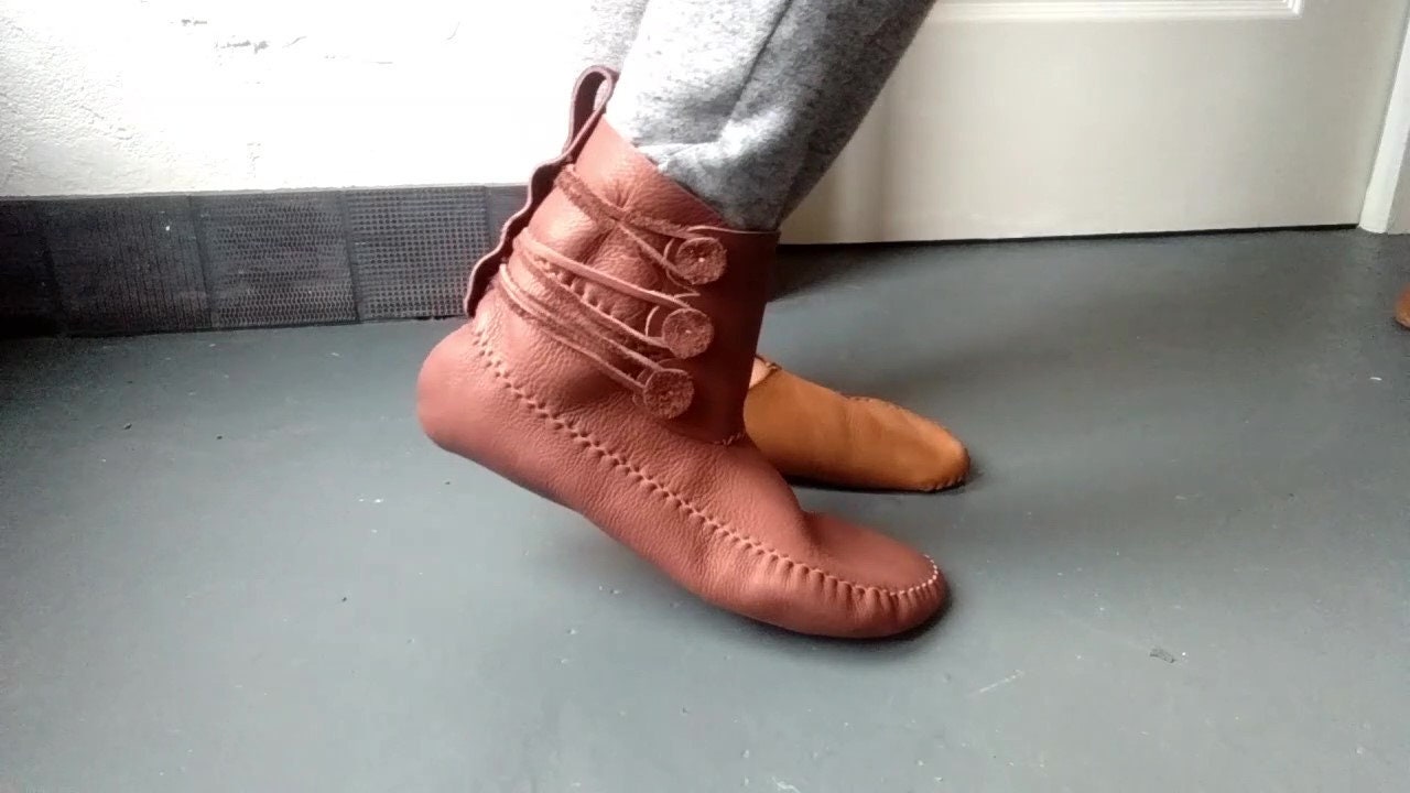 Leather sole hot sale moccasin boots